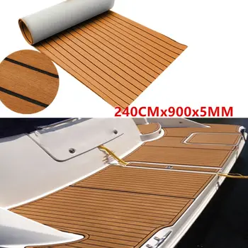 

900x2400x5mm Self-Adhesive EVA Foam Teak Brown With Black Line Faux Teak Boat Decking Sheet