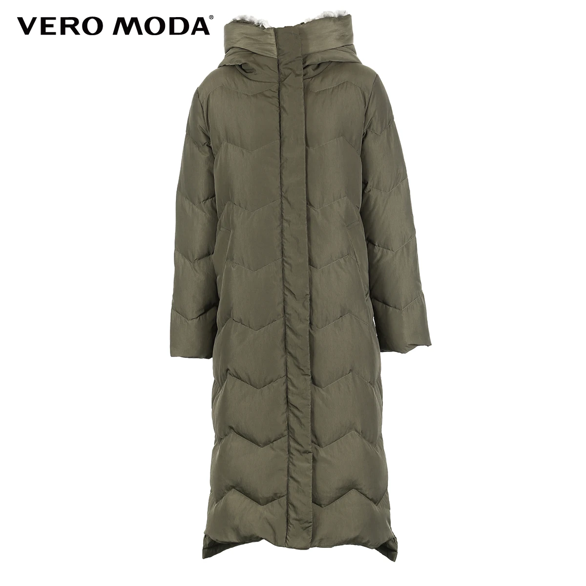 Vero Moda Съемный капюшон из кроличьего меха Чистый длинный пуховик | 318312507