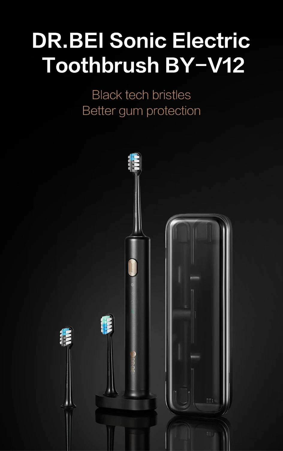 Escova de Dentes Preto para Ultra-sônico Limpos à Prova Xiaomi Youpin Sonic Elétrica Dentes Dextremely Água Extremamente Dr. Bei 4 dextremely água extremamente dr. bei