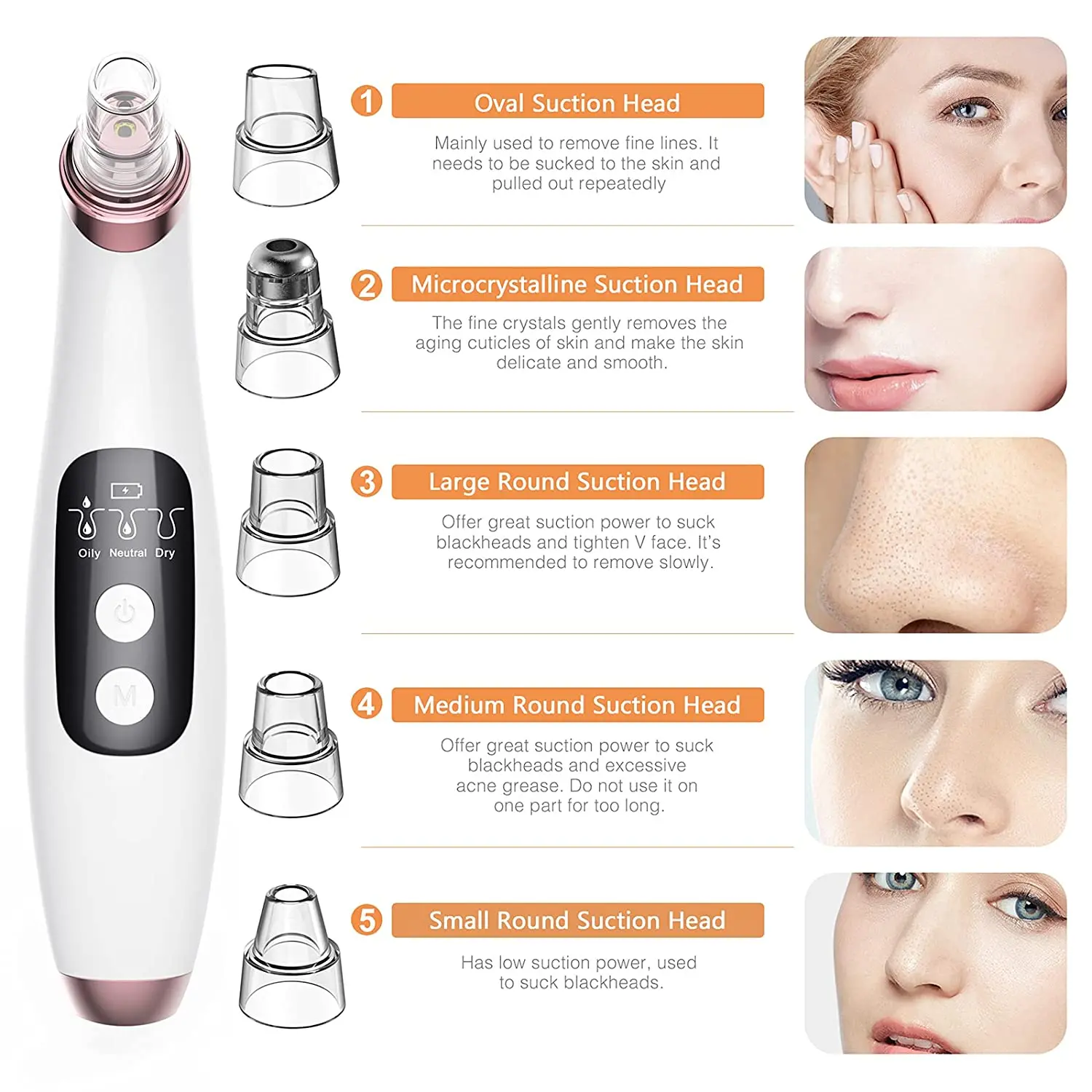 Blackhead remover Pore Vacuum with Camera- Upgraded Face Pore Cleanser Wifi Real-Time Visual with 3 Adjustable Suction &5 Probes