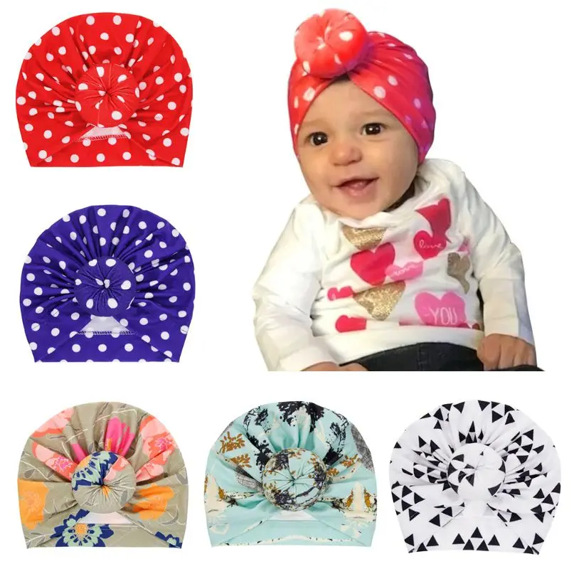 

Children Ball Head Hat Newborn Wave Dot Printing Cap Baby Simple Donut Shape Warm Hats for Infant Girls Boys