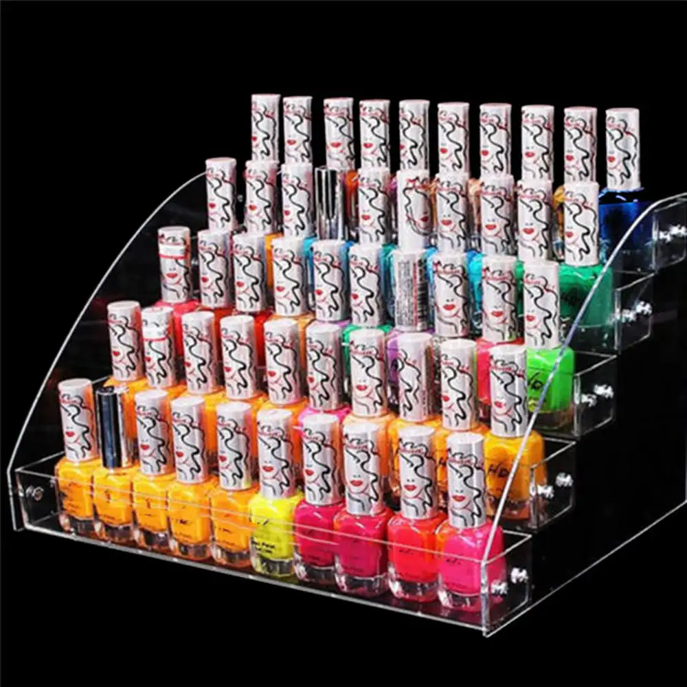 

2/5 Floor Nail Polish Display Stand Professional Lipstick Clear Organizer Holder Fashion Nail Polish Showing Shelf