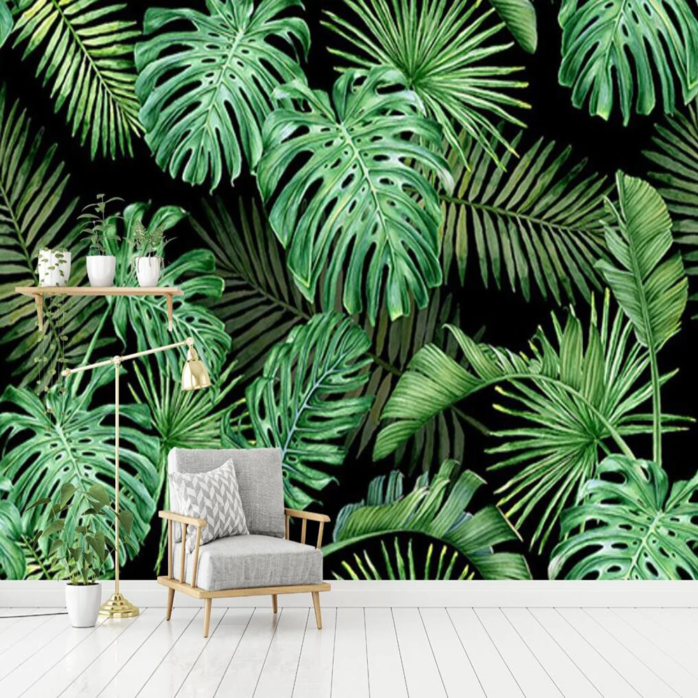 

Dropship Custom 3D Wallpaper Mural Southeast Asian Style Tropical Plant Forest Banana Leaf Background Wall Decoration Wallpaper
