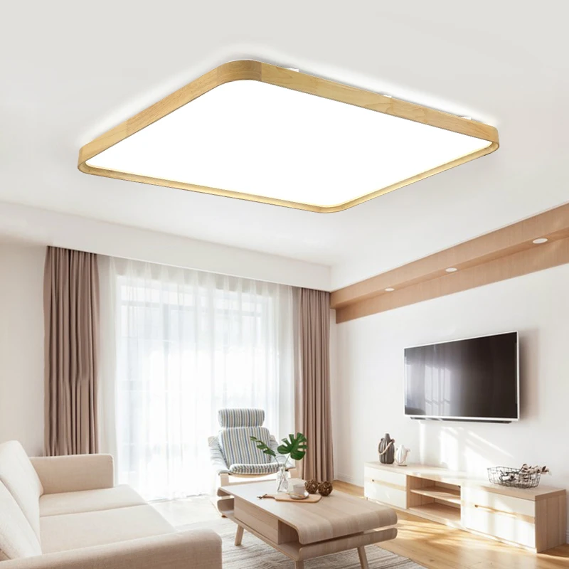

24W Led Panel Ceiling Lightings Square Wood Led Ceiling Lamp AC220V Remote Control Home Cafe Shopping Mall Led Decoration Lights