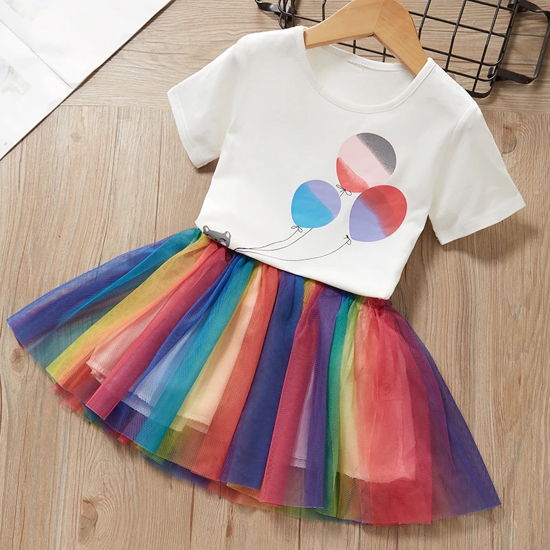 Bear Leader/комплект одежды для девочек, новые летние костюмы принцессы Топ и юбка комплект одежды из 2 предметов для девочек Элегантная Модная одежда для детей возрастом от 3 до 7 лет