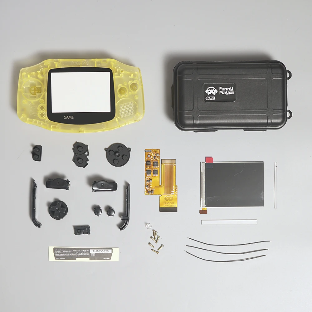 GBA ips lcd V2 комплект и Модифицированная оболочка для игры мальчик ADVACNE GBA V2 с режущей оболочкой - Цвет: MOON YELLOW GBA KIT
