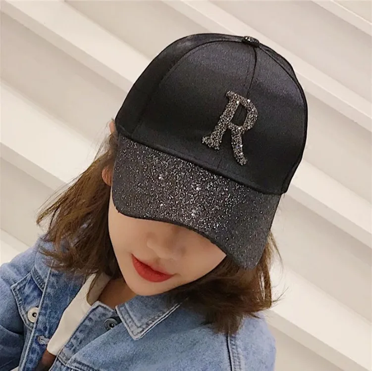 

Women's Brim Hat Women's Man-made Diamond Lettered Sun Protection Hat Baseball Cap