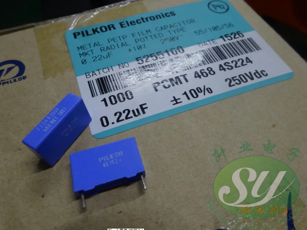 50 шт. PILKOR MKT468 0,22 мкФ/250 В 220NF u22 пленочный конденсатор 224 15 мм