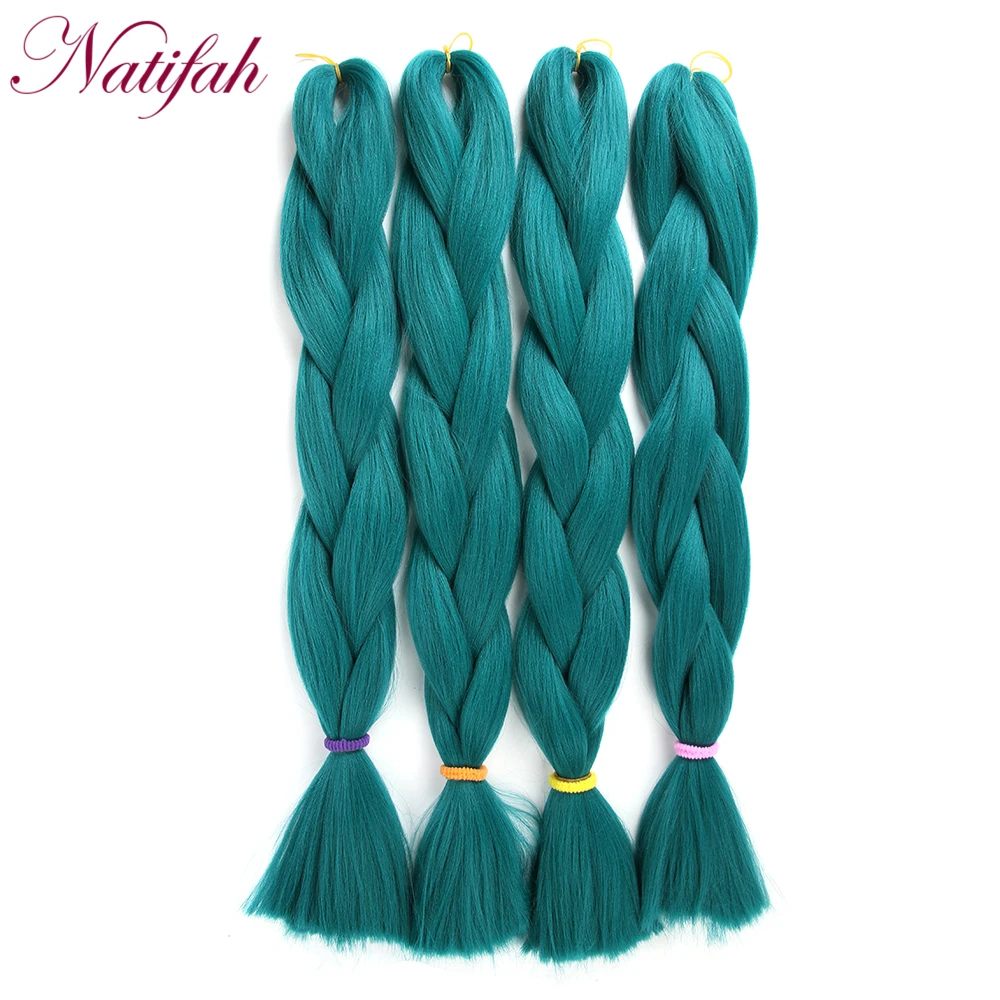 Natifah огромные синтетические волосы для наращивания 24 дюйма, вязанные крючком косички 100 г/шт