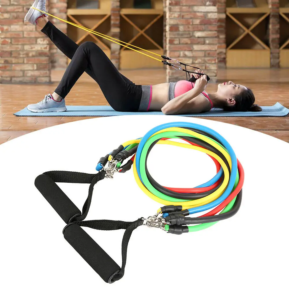 11pcs Fitness Rope Resistance Bands Latex Strength Gym Equipment Home Elastic