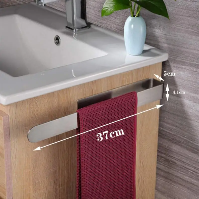 Non-Punch Towel Rack Stainless Steel Brushed Bathroom Shelf Simple Bathroom Towel Rack Glue Fixation towel rack