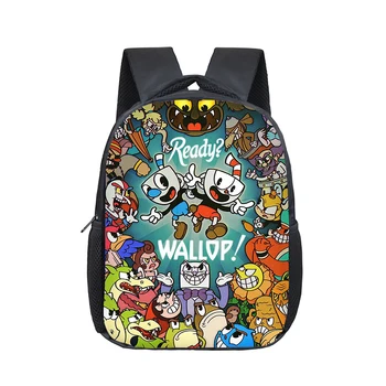 

12 inch Cuphead Mugman School Bags Kindergarten Children Saiyan Sun Goku kids School Backpack for Girls Boys Backpacks Mochila