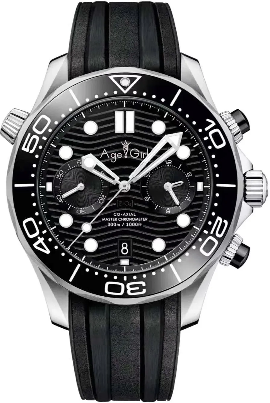 

2019 Luxury Brand New Men Automatic Mechanical Sport Black James Bond 007 Rubber Ceramic Sapphire Master Watches 44MM Waterproof