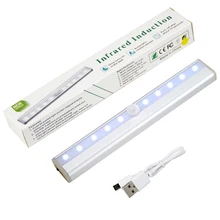 10 светодиодов датчик движения шкаф светильник s USB под шкаф светильник ening Ночной светильник бар для кухни счетчик светильник ing шкаф лестницы