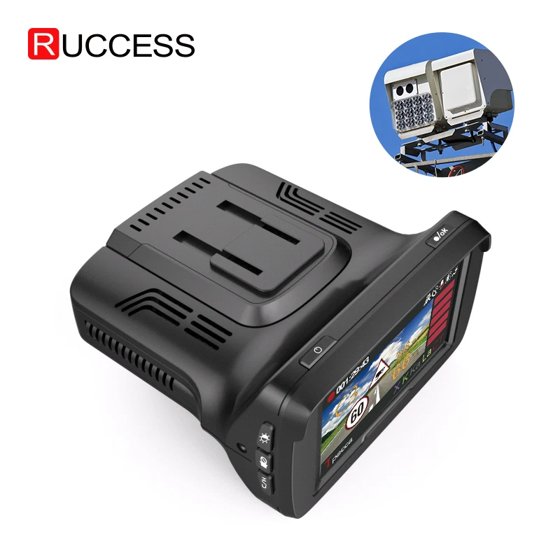 Белый Ruccess Автомобильные видеорегистраторы 2," DVR 3 в 1 Радар-детектор с gps для русской Speedcam Анти-радар Full HD 1080P Автомобильный регистратор видеорегистратор - Название цвета: Белый