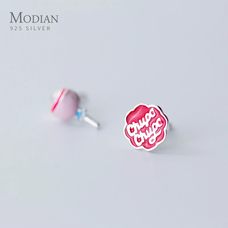 Modian крошечные тонкой конфеты эмаль Серебряные серьги гвоздики модные ювелирные