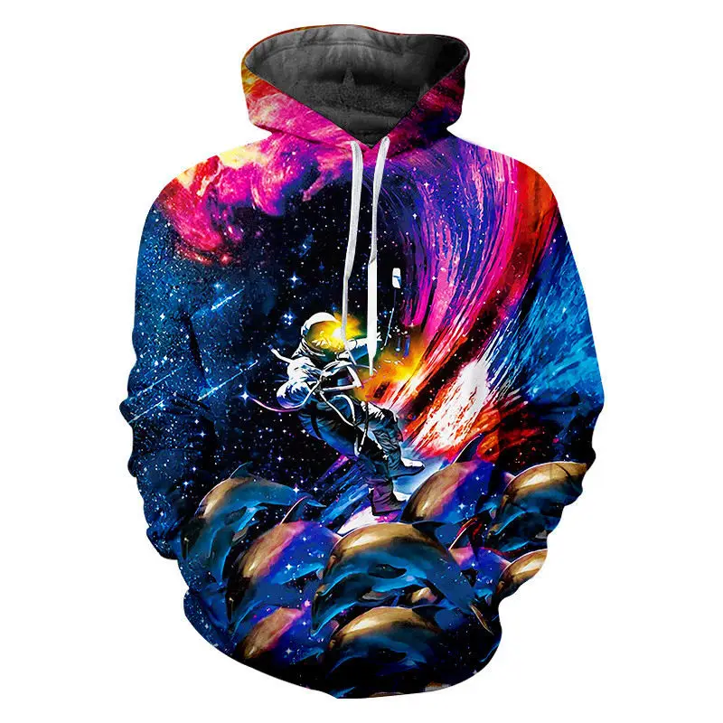 

Colorful starry sky print Hoodies Funny 3D Selfie astronaut Men Pullover Tracksuit Casual Anime Hip hop Rap Sweatshirt Hoodies