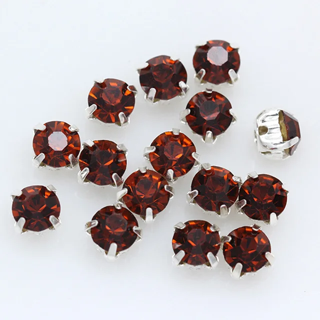 3mm-8mm Claw Cup Crystals Strass Flatback Round Stones Non Hotfix Silver Base Sew On Rhinestones For Clothes DIY Needlework Gems lt coffee