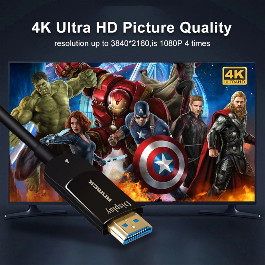 Anmck волоконно-оптический HDMI 1,4 кабель 4K 30Hz 2K 144Hz 10M 15M 20M 30M 40M 50M HDMI к HDMI кабель для HD tv Box Проектор Монитор