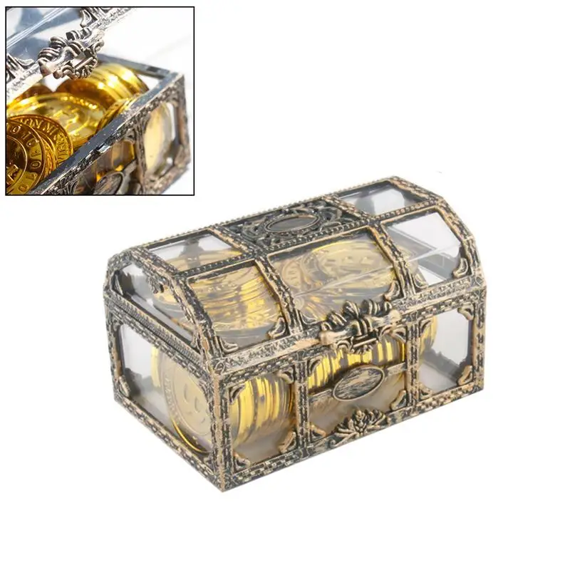 Plastic Transparent Pirate Treasure Box Crystal Gem Jewelry Box Storage