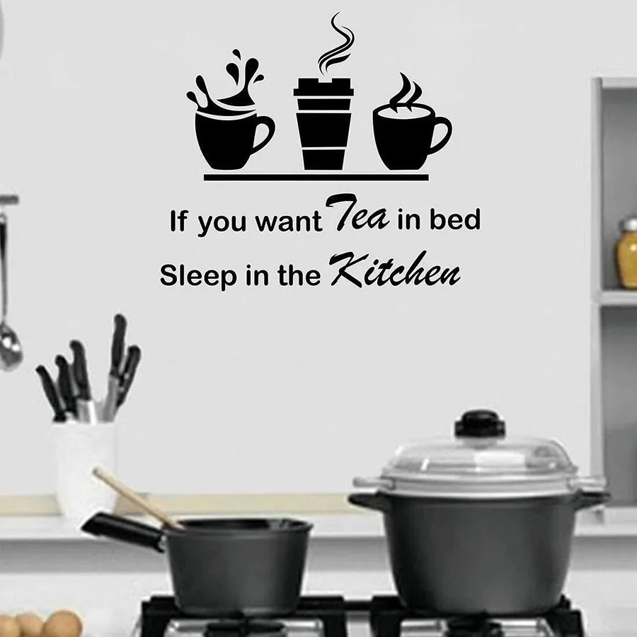 

Kitchen Quotes Wall Sticker With Tea Cups Drink Words Vinyl Art Decal Interior Decor For Dining Room Cafe Creative Mural M750