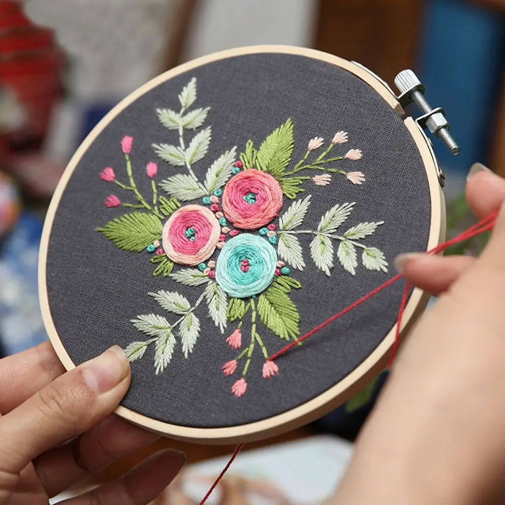 DIY вышивка цветок ручная работа рукоделие для начинающих Набор для вышивки крестом ленточная живопись вышивка обруч украшение дома