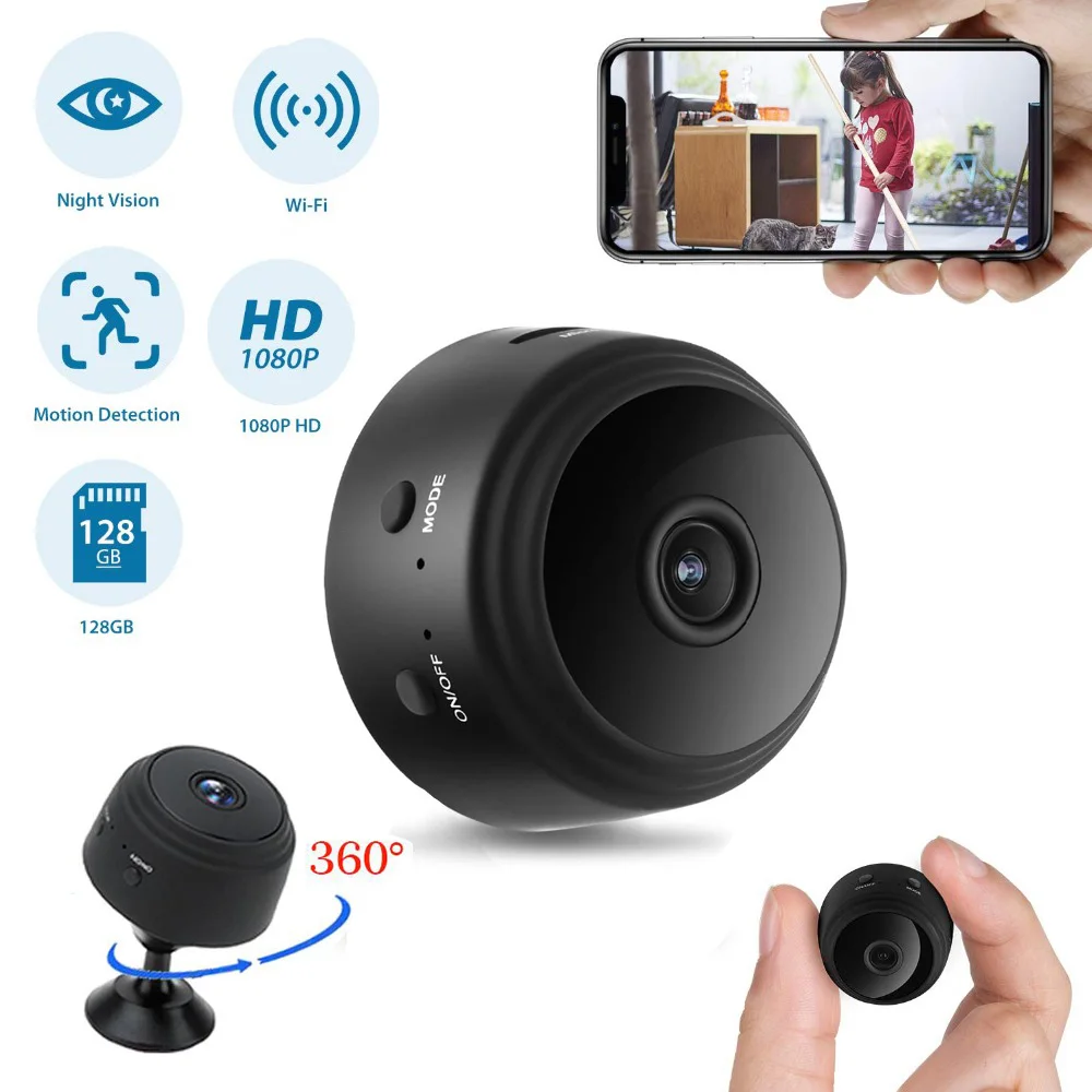 

A9 1080P Wifi Mini Camera, Home Security P2P Camera WiFi, Night Vision Wireless Surveillance Camera, Remote Monitor Phone App sq