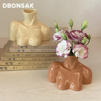 

Human Body Bust Ceramic Vase Woman Abstract Figures Ceramic Flower Pot Decoration Living Room Flower Arrangement Home Decoration