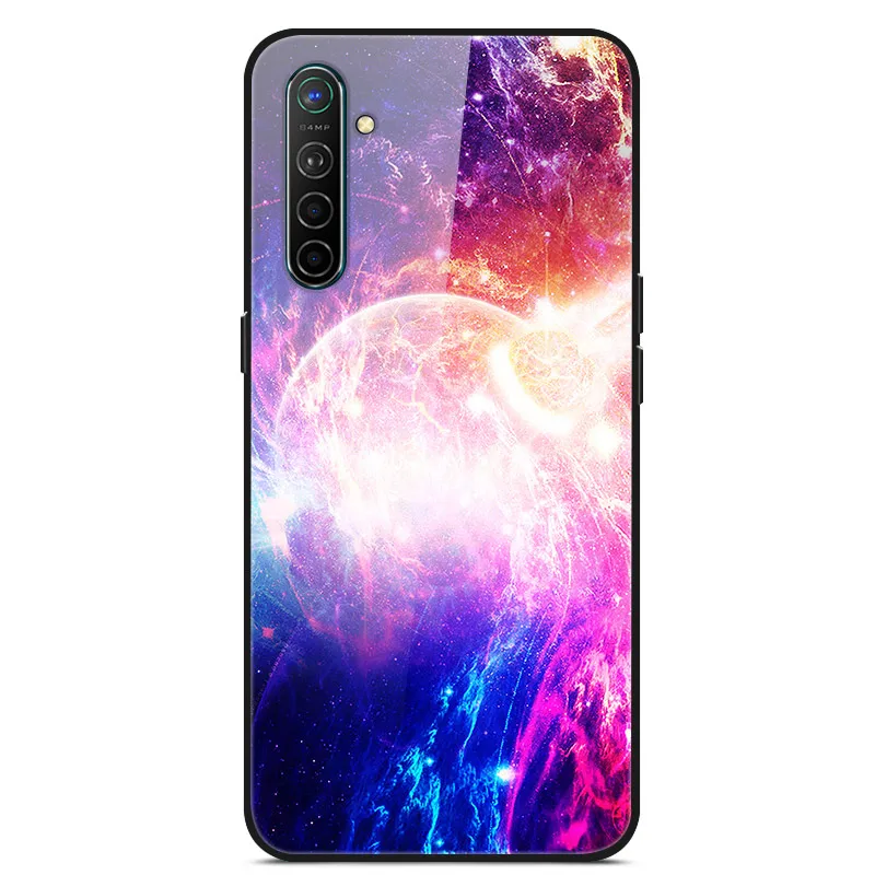 Хаки Чехол для Oppo Realme X2, чехол из закаленного твердого стекла для Oppo Realme XT X2 Pro, чехол, мягкий силиконовый бампер с принтом - Цвет: Хаки