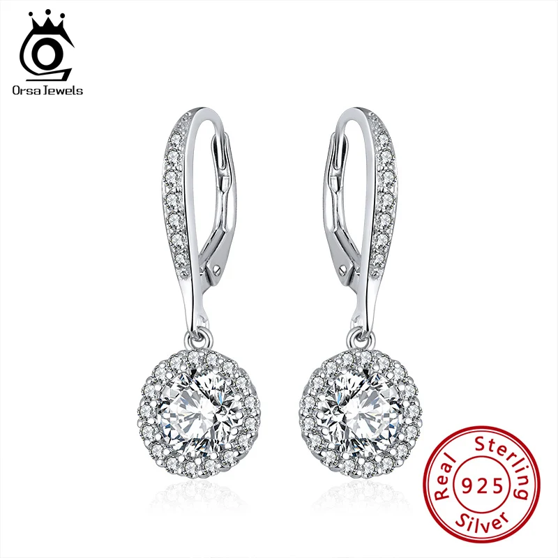 ORSA JEWELS изысканные однотонные серьги капли из серебра 925 пробы с цирконием AAAA для