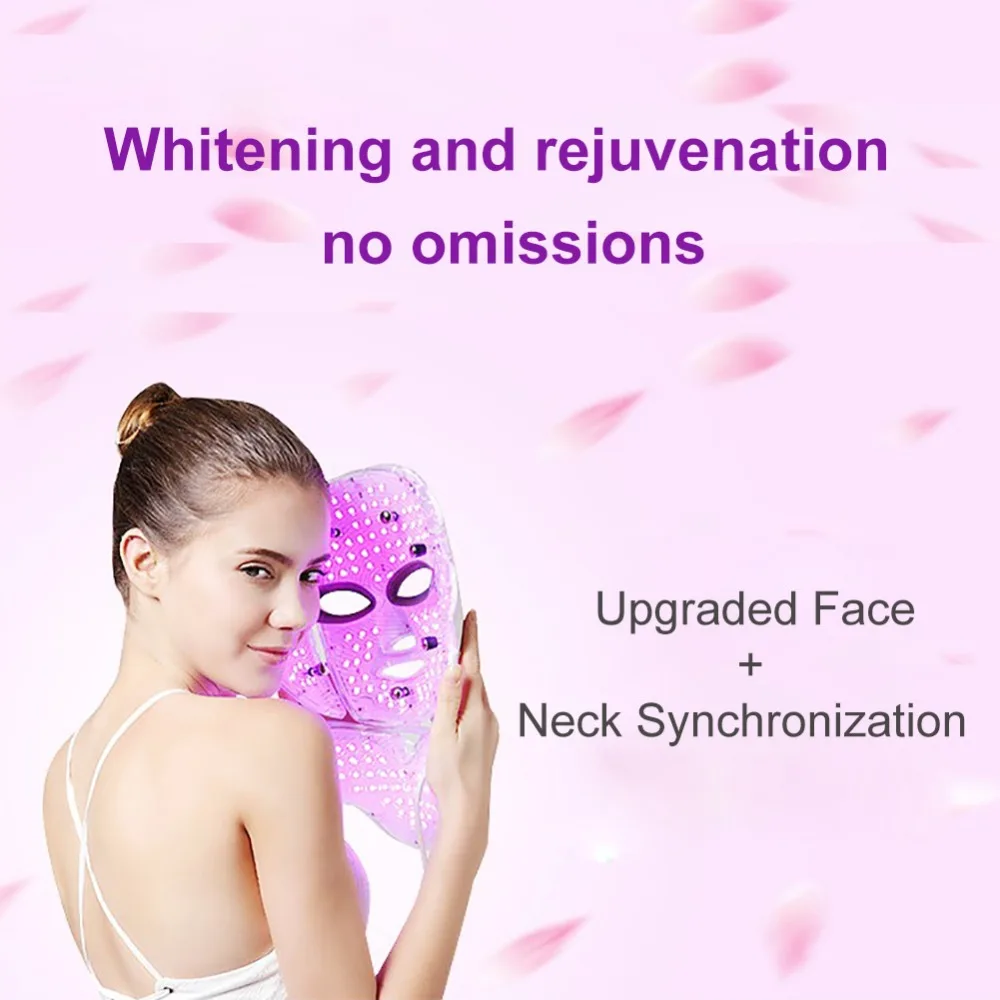 

7 Color Photon LED Facial Neck Mask For Skin Rejuvenation, Acne, Pore, Anti-Aging Beauty Light Therapy Light For Home Use