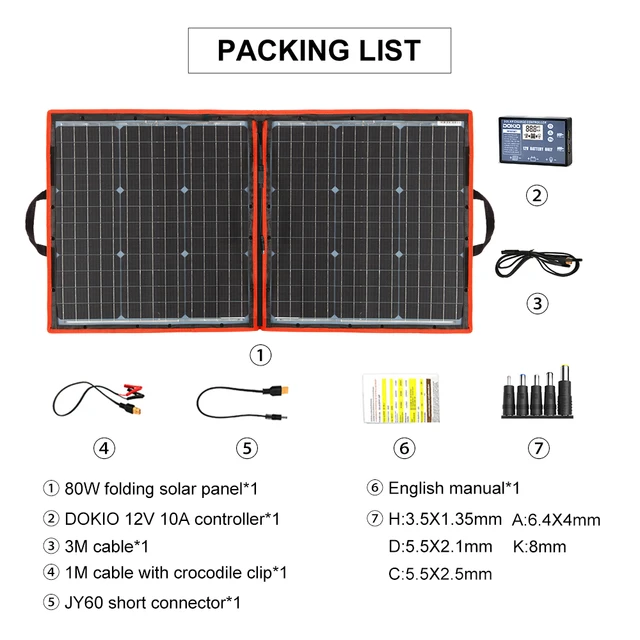 DOKIO 100W Opvouwbare Zonnepaneel Met 10A Controller - Draagbaar Voor Camping, Camper & Boot
