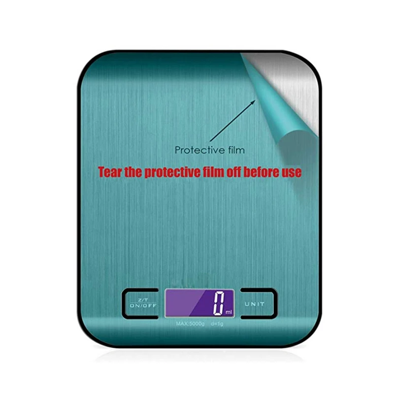 Высокоточные электронные кухонные весы 5 кг/1 г с ЖК-дисплеем, цифровые весы для еды, весы из нержавеющей стали, инструмент, весы, серебро
