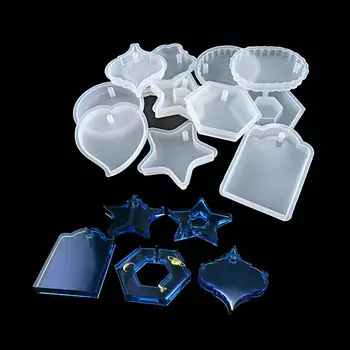

12pc Silicone Molds Hexagon Star Handmade UV Resin Charms Pendant Accessories Mould Tools