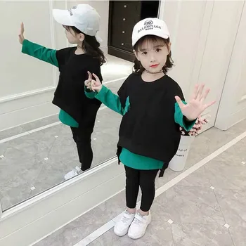 

2020 Boys Girls Spring Autumn Hoodie Bright Avant-garde Fashion Sweater T-shirt + Vest Two Coats