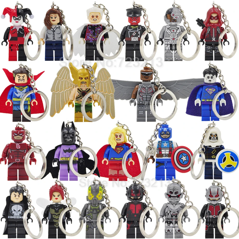 

Super Heroes Keychain Figure Taskmaster Ant-Man Wasp Cyborg Collector Bizarro Ultron Hank Pym Building Blocks Toys Legoing