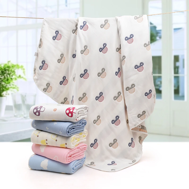 

Newborn Thick 6 Layers 100% Muslin Organic Cotton Soft Safe Comfortable Baby Blanket Kids Cartoon Bath Towel Baby soft Swaddle