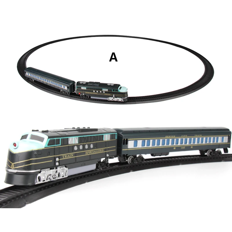 Набор для моделирования электрического поезда, Электрический рельс, высокоскоростная модель автомобиля, светильник для поезда, большие транспортные средства, сборные Игрушки для мальчиков 16043 - Цвет: A