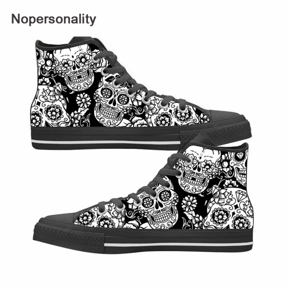 

Nopersonality Hot Gothic Sugar Skull Print Christmas Shoes Men Canvas High Top Shoes Casual Flats Sneaker for Teen Boy zapatos