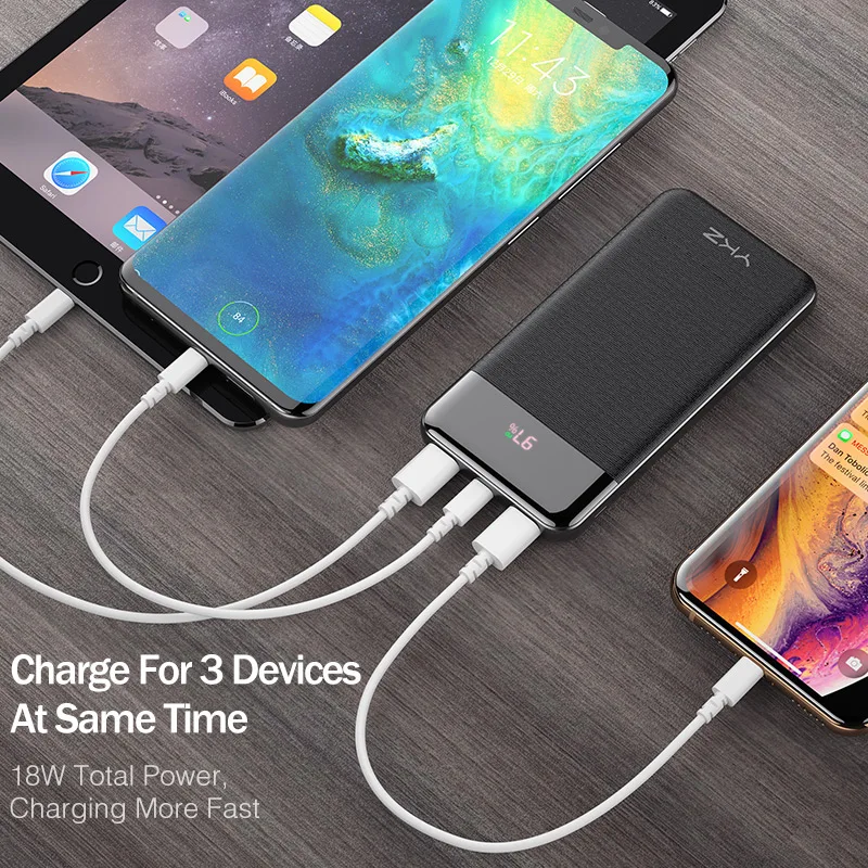 YKZ QC 3,0 внешний аккумулятор 10000 мАч светодиодный портативный аккумулятор PD Быстрая зарядка 12 В внешний аккумулятор для iPhone Xiaomi Mi с USB