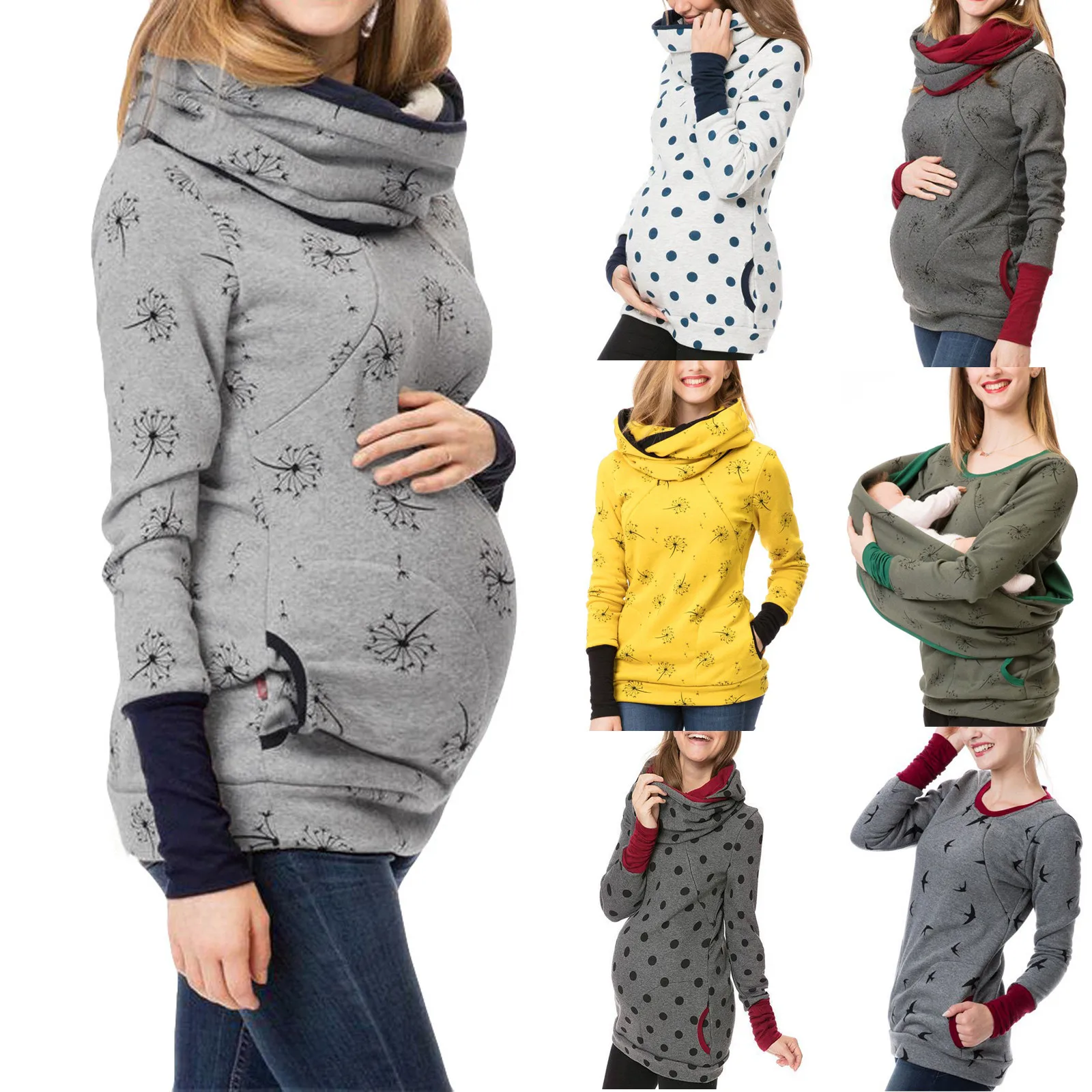 Breastfeeding Pregnant Top Maternity Nursing Hoodie Sweatshirt Winter Autumn Pregnancy Clothes Pregnant Women Breastfeeding Sweater Shirts T Shirt Top