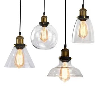 

Modern-Pendant-Light Russian Amber Shaped Glass-Pendant-Lamp E27 Edison Light Bulb Dinning room Kitchen Home Decor Simple Design