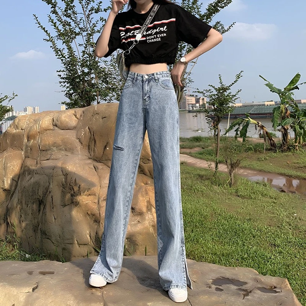 High Waist Wide Leg Jeans Streetwear Mom Denim Vintage Pants Korean Vaqueros Pantalon Femme Calça Jeans Feminina Jeans - AliExpress