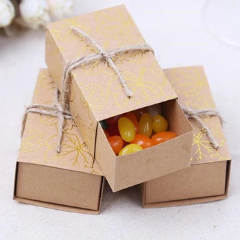 

100pcs New Hot Kraft Paper Cardboard Drawer Packing Bronzing Boxes Wedding Party Candy Box Christmas Handmade Gifts Boxes 8x3cm