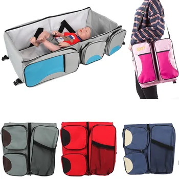 

Folding Crib Bag Portable Multi-functional Large-Volume Diaper Bag Newborns Nursing Travel Bed