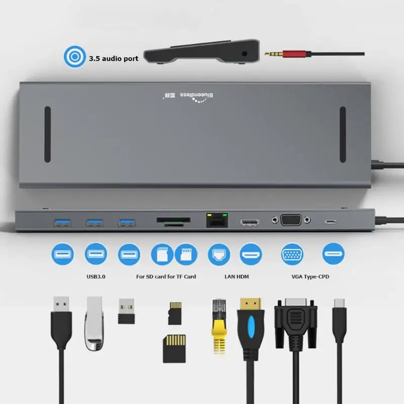 HC101C3 10 в 1 USB-C концентратор тип-c к USB3.0 HDMI DP док-сплиттер адаптер