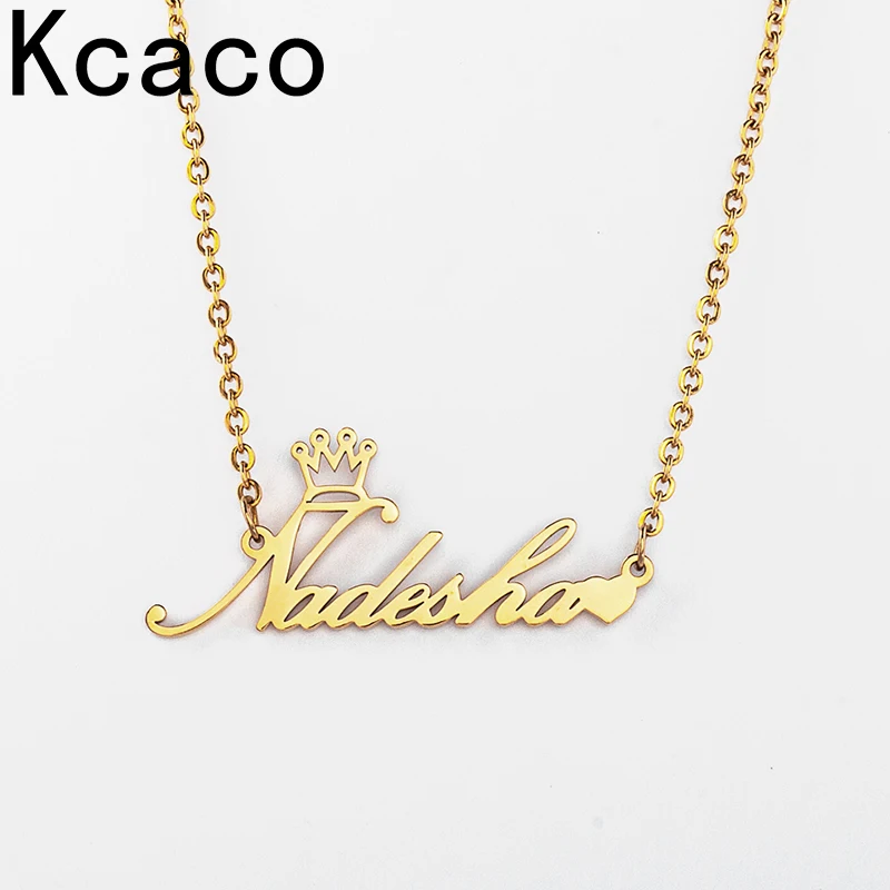 

Personalized Name Pendant Necklace For Women Stainless Steel Custom Crown Heart Nameplate Choker Necklaces Jewellry Unique Gift