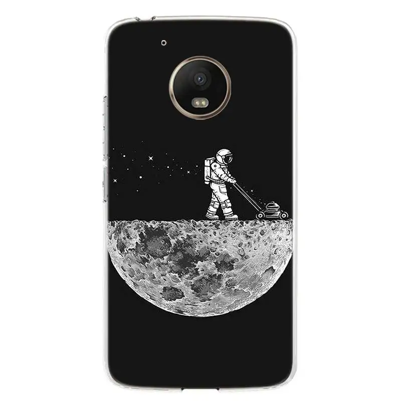 Space Moon Astronaut Cover Phone Case For Motorola Moto G7 G6 G5S G5 E4 Plus G4 E5 Play Power EU Gift Fit Patterned Coque