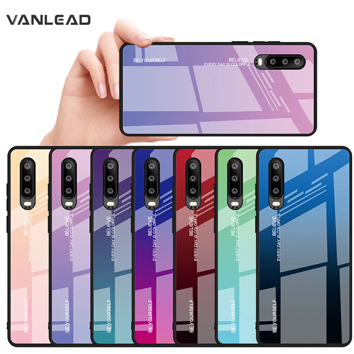 

Gradient Tempered Glass Case For Huawei P30Pro P30 Cover Shell Anti-Drop Mobile Phone Shell Protection Back Cover Phone Case