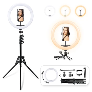 

12 Inch Ring Light with Stand - Rovtop LED Camera Selfie Light Ring for iPhone Tripod and Phone Holder for Video Photography